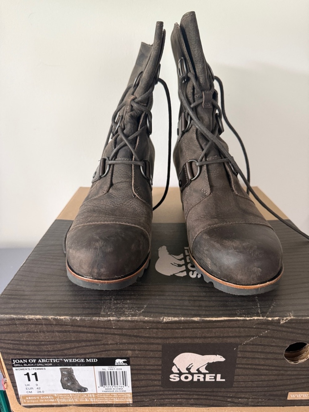 Sorel Lace-Up Mid Leather Boots - Dark Brown